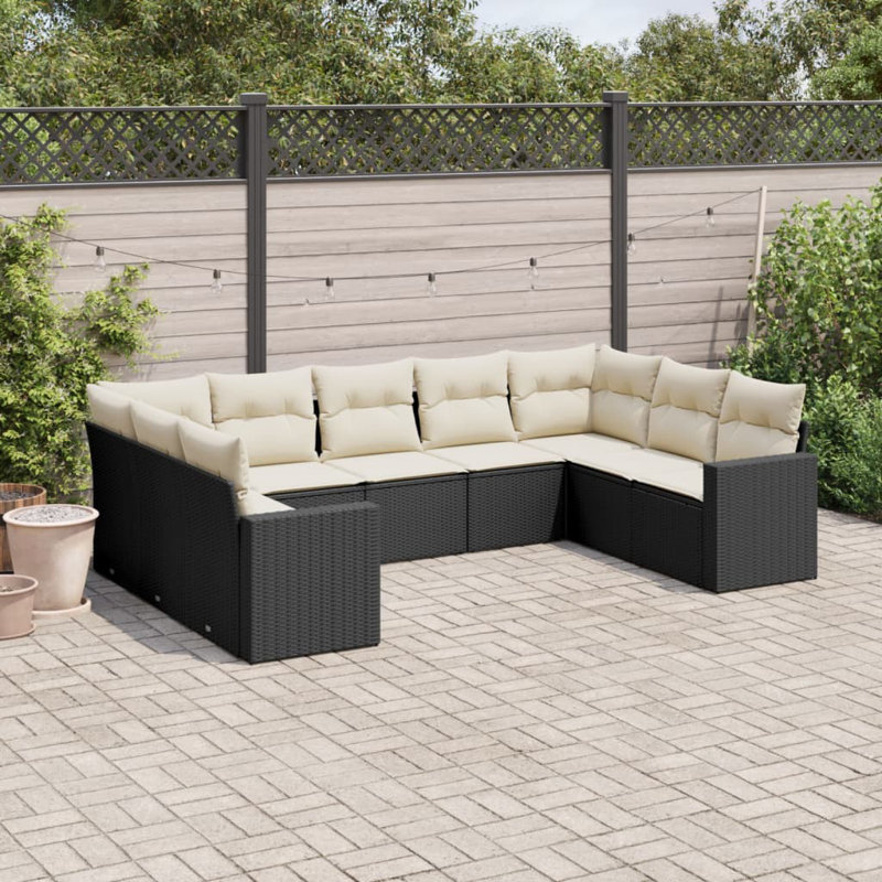Ensemble de canapé de jardin Vidaxl noir, blanc crème