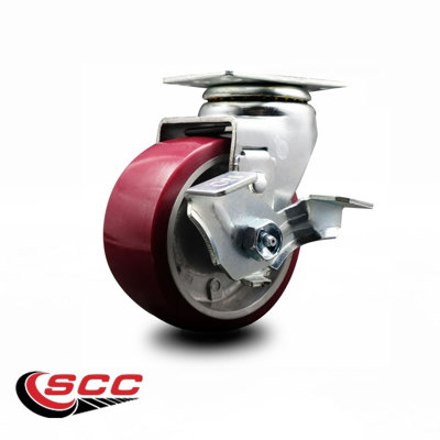 Poly on Aluminum Swivel Caster with Roller Bearing and Brake
