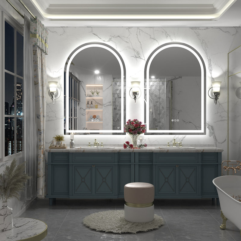 Miroir de salle de bain / de salle de bain en verre trempé anti-buée à DEL certifié UL - Basics by Wayfair ™, 48 po x 32 po