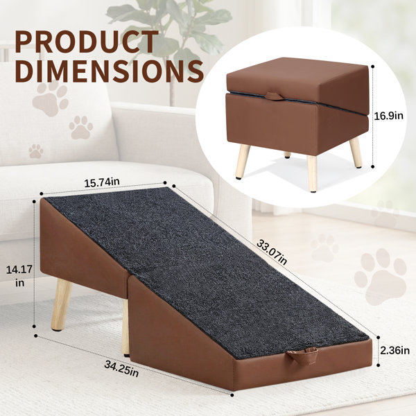 George Oliver Dog Ramps For Small Dogs And Cat,Foldable 2-In-1 Wooden ...