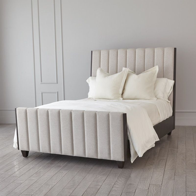 Thomas Channel Solid Wood Bed, King, Light Gray