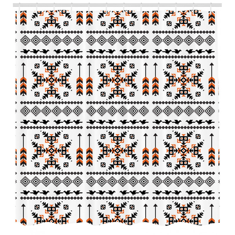 Geometric Shower Curtain with Hooks Included, 75" H x 69" W