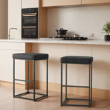 30" Set of 2 Bar Stools, Upholstered Counter Stool - Metal Frame, Waterproof Faux Leather, with Anti-Slip Feet for Bar and Kitchen