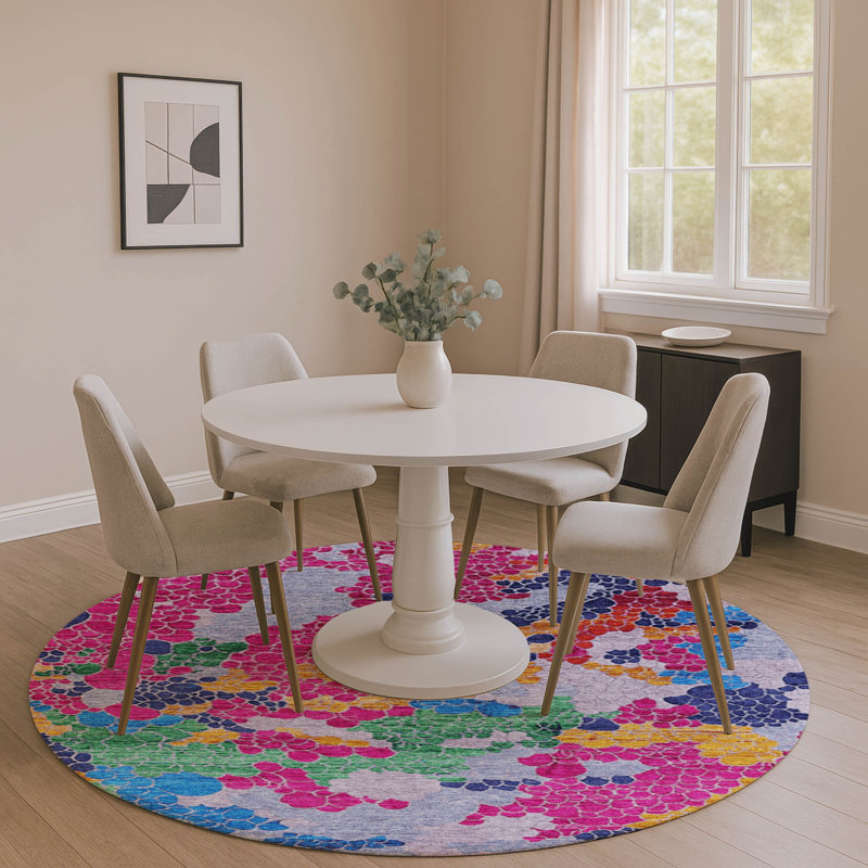 Premium Machine Washable Farolt AMF1906 Geometric Rug, Round 8'