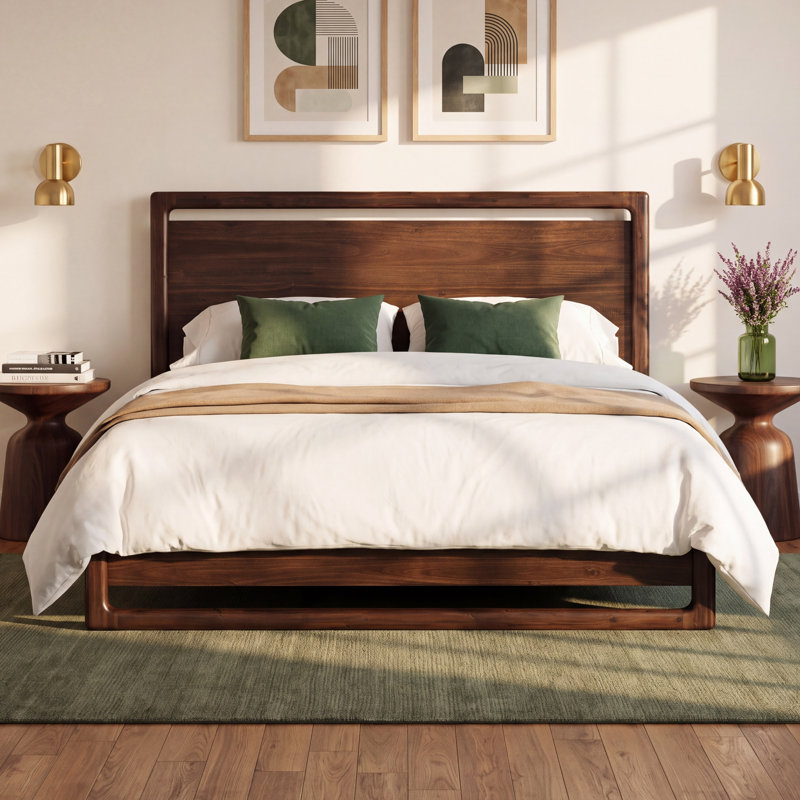 Rosy Solid Wood Platform Bed, California King