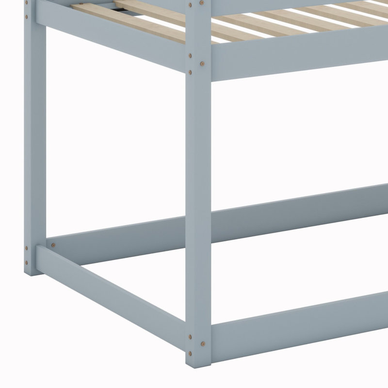 Floor Bunk Bed With Ladder, Gray