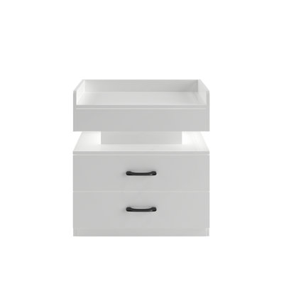 Adjustable LED Strip Light Nightstand With 2 Drawers, Large Storage, Versatile Use For Bedside, Coffee, Sofa Side, Or Study Desk
