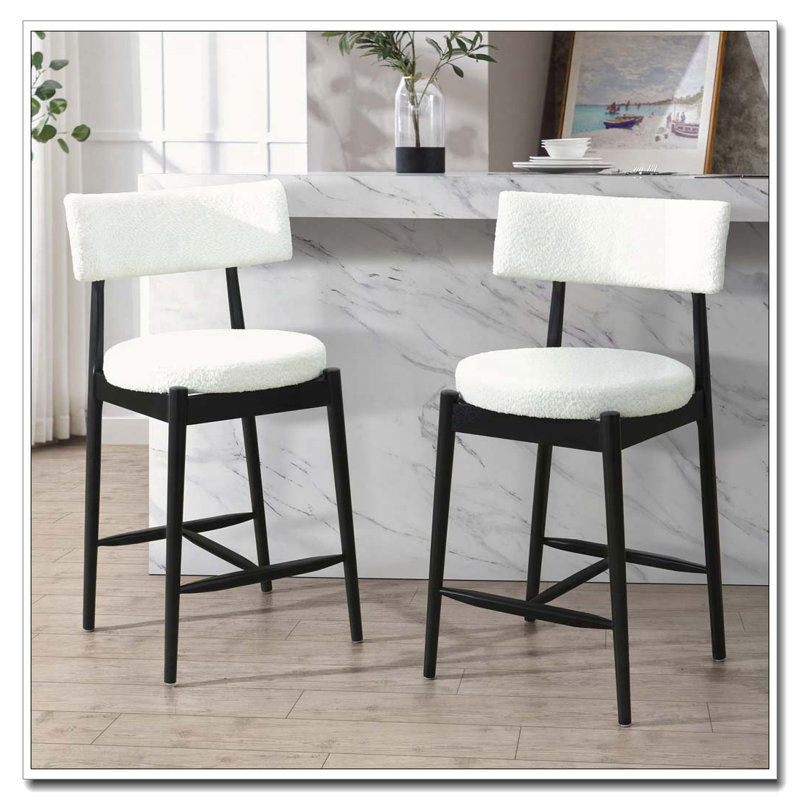 Tabouret de bar rembourré Boucle, Noir