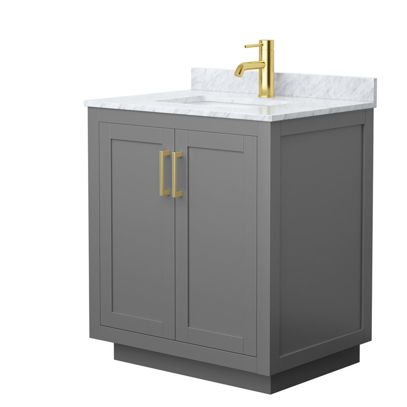 Miranda 30" Freestanding Single Bathroom Vanity with Marble Top, Gold, Dark Gray