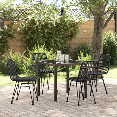 5 Piece Garden Dining Set Poly Rattan
