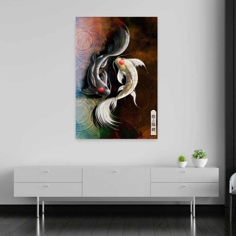 Dark Koi Abstract Contemporary Retro Wall Art Print, 152.4cm H x 101.6cm W