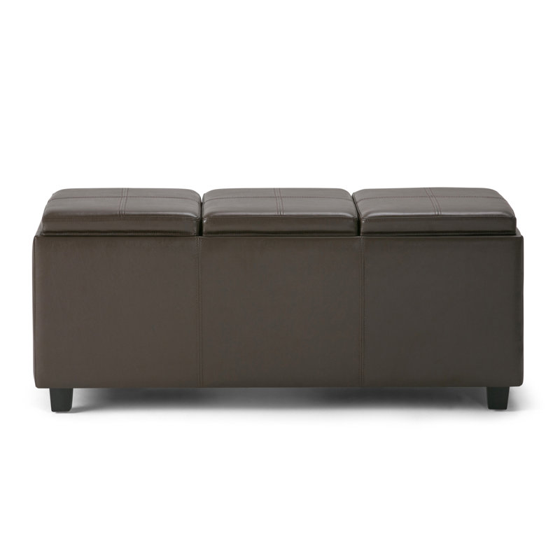 Chocolate Brown Faux Leather Backless Storage Ottoman Bench