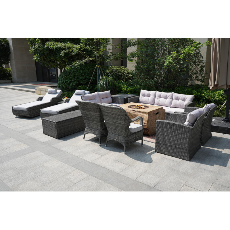 Almanza 11 - Person Patio Conversation Set with Cushions