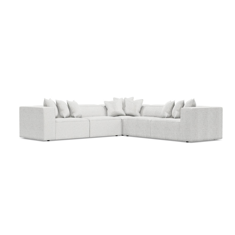 Bernhardt Bliss 4-Piece Fabric Sectional, White Polyester, 28" H x 123.5" W x 123.5" D