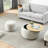 Round Storage Ottoman, 2 In 1 Function, Work As End Table And Ottoman,With Small Seat,Light Grey(25"X25"X14.7")-1697858267