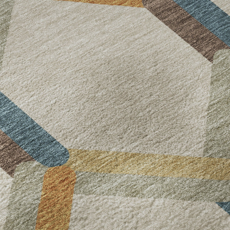 Tapis en treillis Mayfield AMF2343 lavable à la machine de qualité supérieure, Beige, 2 pi 6 po x 3 pi 10 po