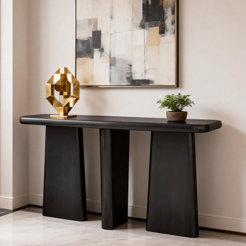 Console simple de style Wabi-sabi, 31.5" H x 63" W x 15.7" D