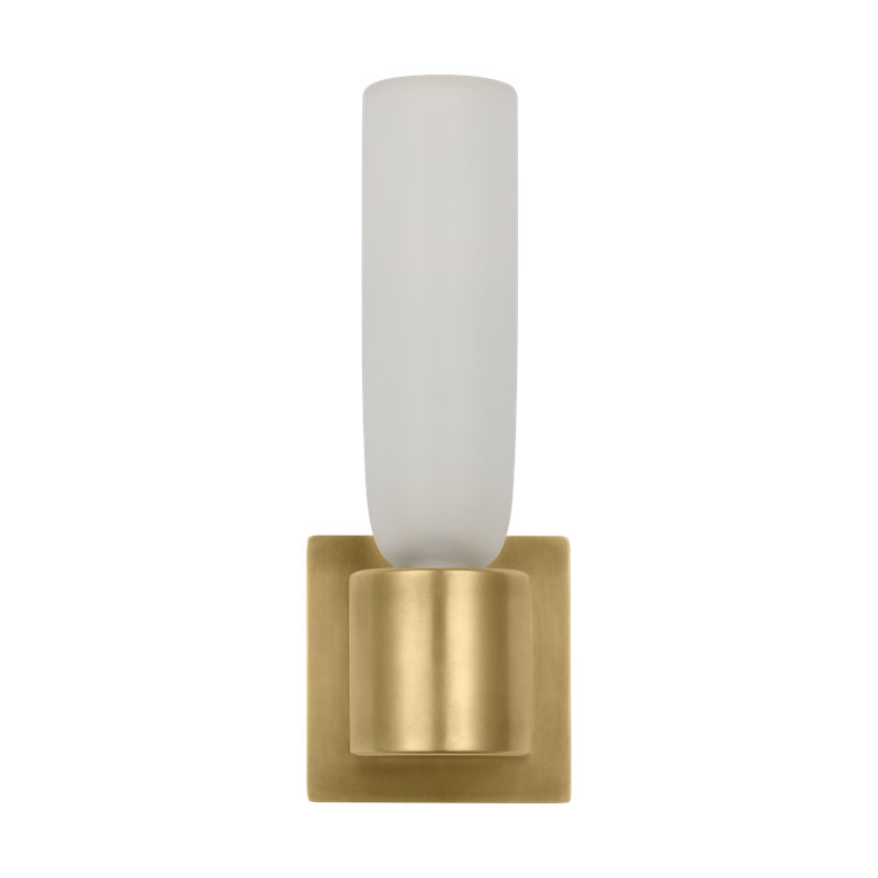 Kelly Wearstler Volver 1-light Medium Single Sconce in Bronze with Clear Etched Glass shade, Antique Brass