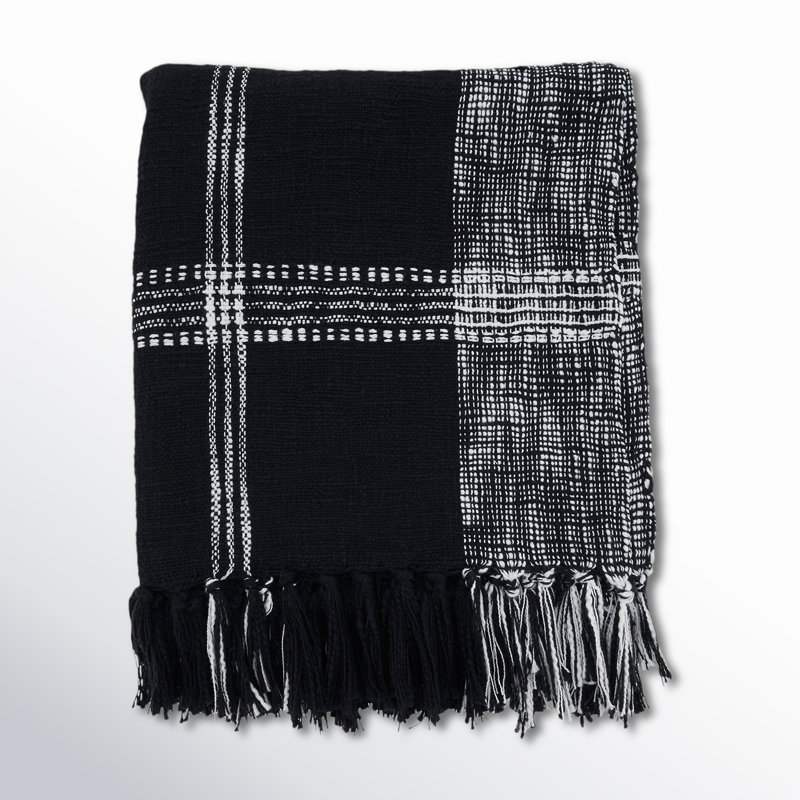 Chelse Hand Woven Throw Blanket, Black