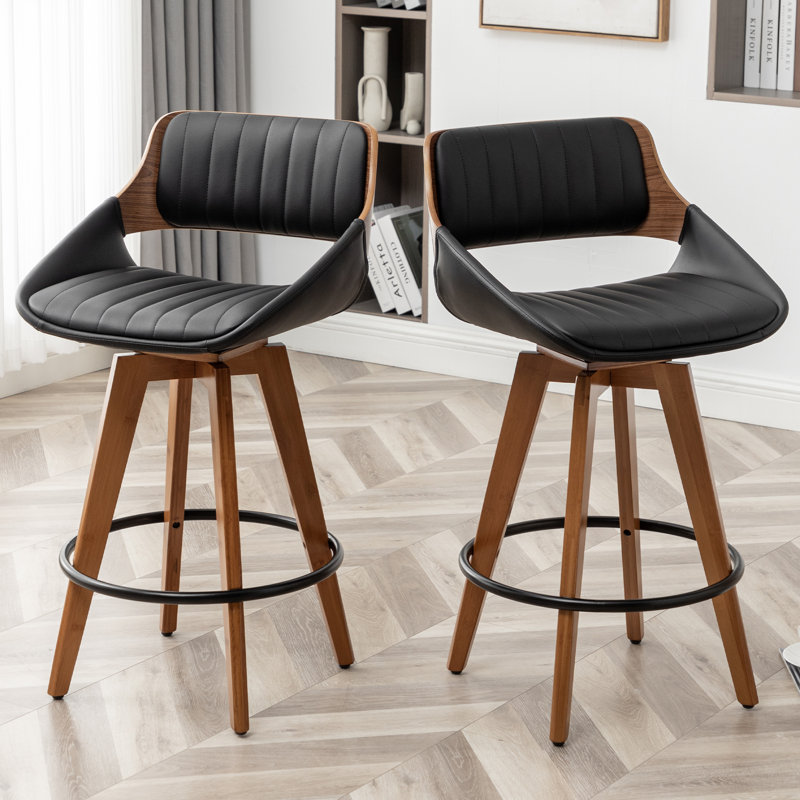 Jobani Swivel Bar Stool, Black, Bar Stool (76.2cm Seat Height)