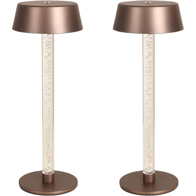 Ensemble de 2 lampes de table sans fil, lampes de bureau à DEL rechargeables avec 3 modes de couleur, gradation continue, pile 5000 mah, conception de gouttelettes d'eau et de tiges de bulles pour la maison, le bureau et l'extérieur