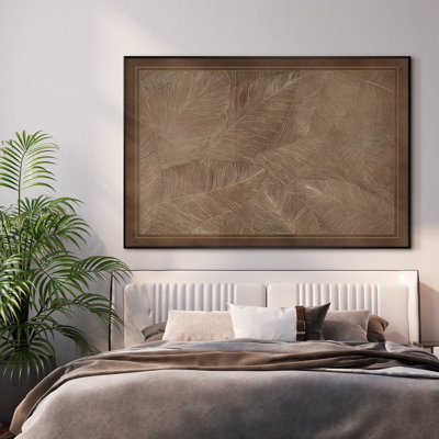 Très grand art mural imprimé sur toile - Feuilles tropicales aux tons de terre Bontanical pour la décoration d'œuvres de salon ou de chambre à coucher - «Assemblage requis du cadre (cadre non fini)»