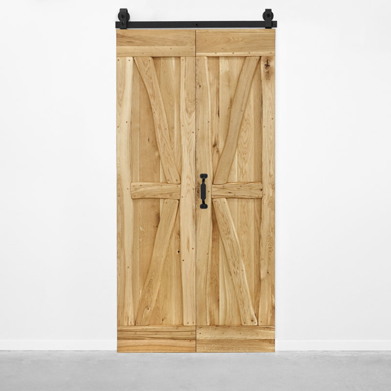 Hadria Single Bi-Folding System Solid Oak Barn Door, Natural Oil