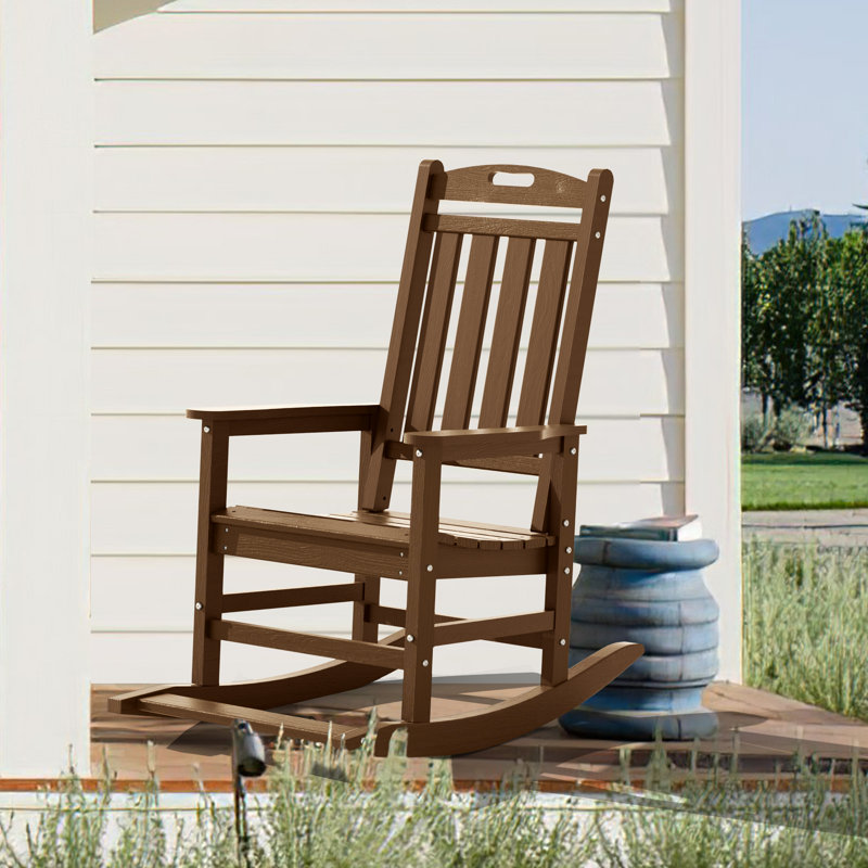 Chaises berçantes d'extérieur en PEHD pour patio, Brun