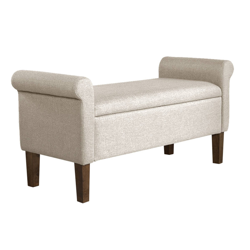 Banc de rangement rembourré Aubrey, Crème
