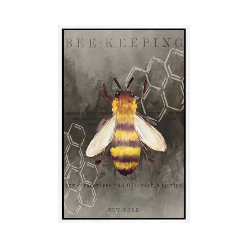 Bee Charmer I by Kimberly Allen - Print on Canvas, White Framed, 101.6cm H x 66.04cm W x 3.81cm D