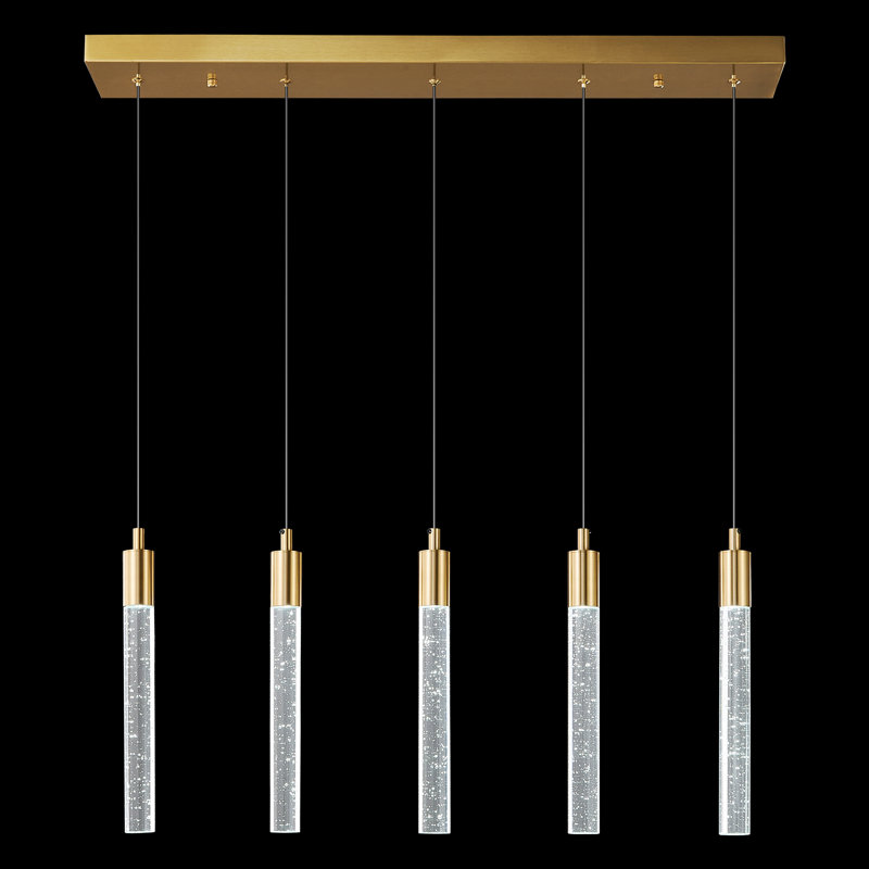 Hamrnand - Light Modern Kitchen Island Pendant Light Dimmable LED Mini Crystal Pendant Lighting, Gold, 5