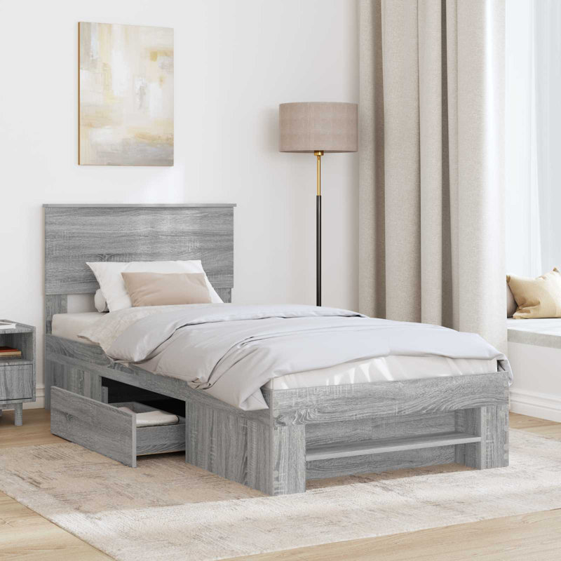Bed Frame, 100 x 200cm, Grey Sonoma