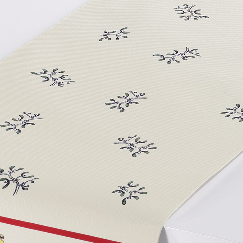 Off-White Christmas Tree Tartan Polyester Table Runner