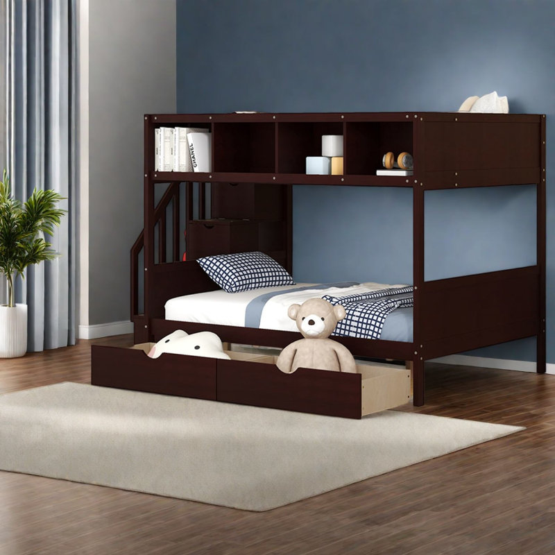 Lits modernes avec rangement, lit simple en bois sur lit double pour maison familiale