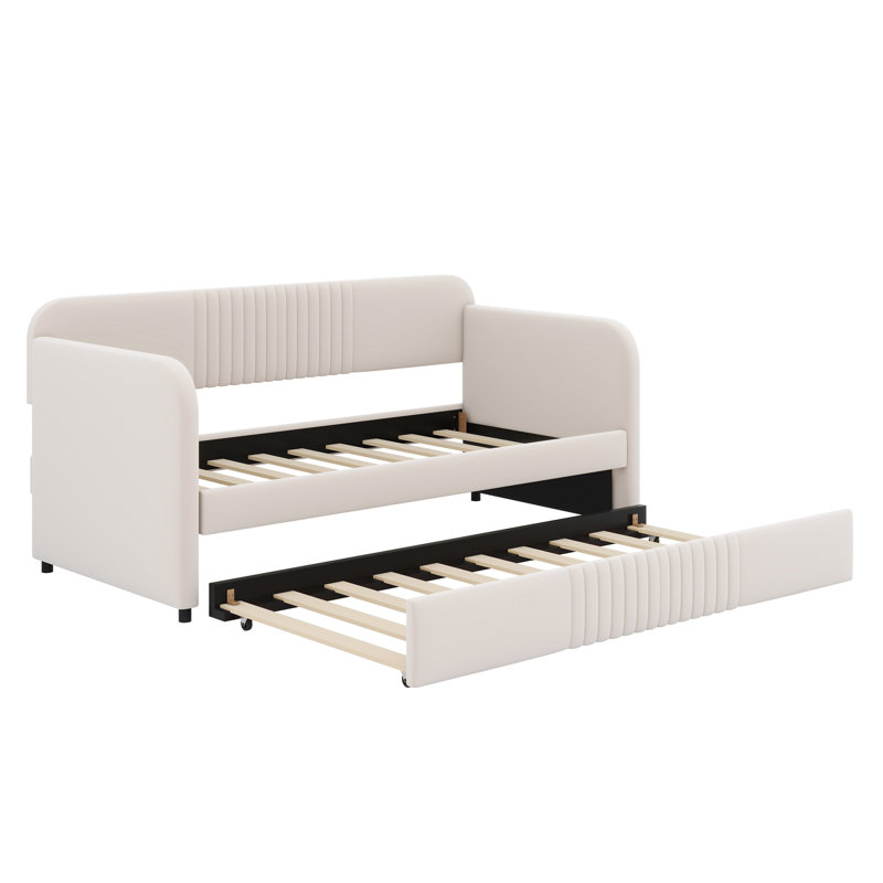 Canapé-lit rembourré avec lit gigogne, Beige
