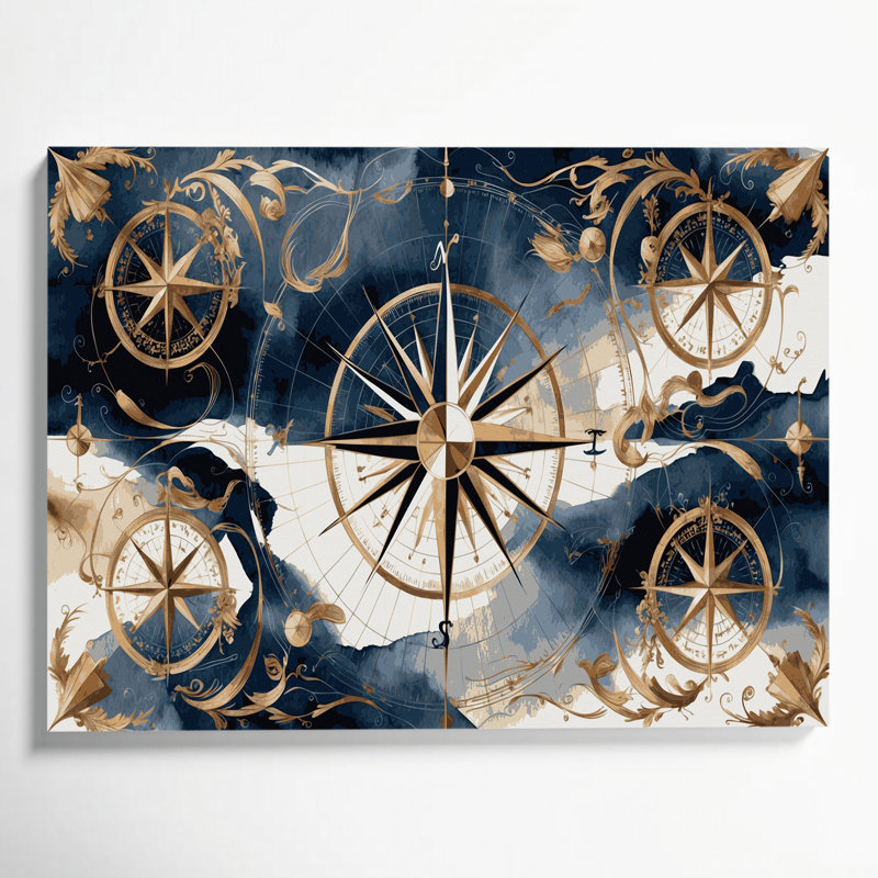 Art nautique sur toile gris, H 11 po x l 14 po