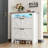 Kathlin 24 pairs Shoe Storage Cabinet With 2 Flip Drawers And Led Light