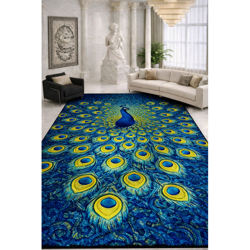 Tapis bleu Mosso, 3 pi 11 po x 5 pi 11 po