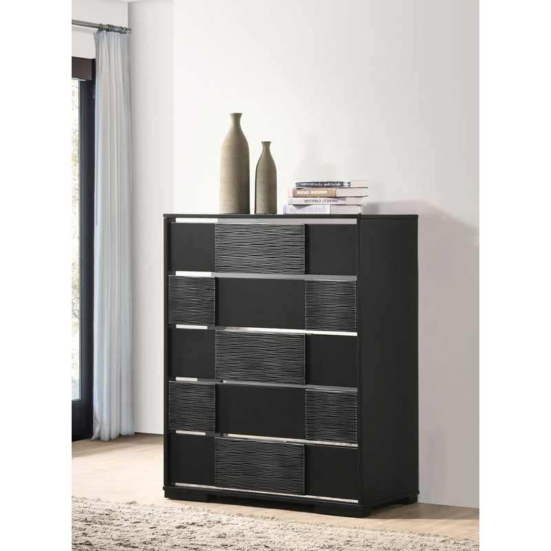 Commode noire à 5 tiroirs Galja