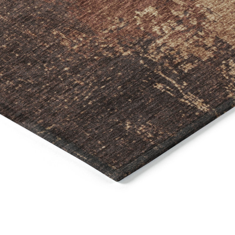 Tapis paprika Xhevrie intérieur / extérieur lavable à la machine, Rectangle 10 pi x 14 pi
