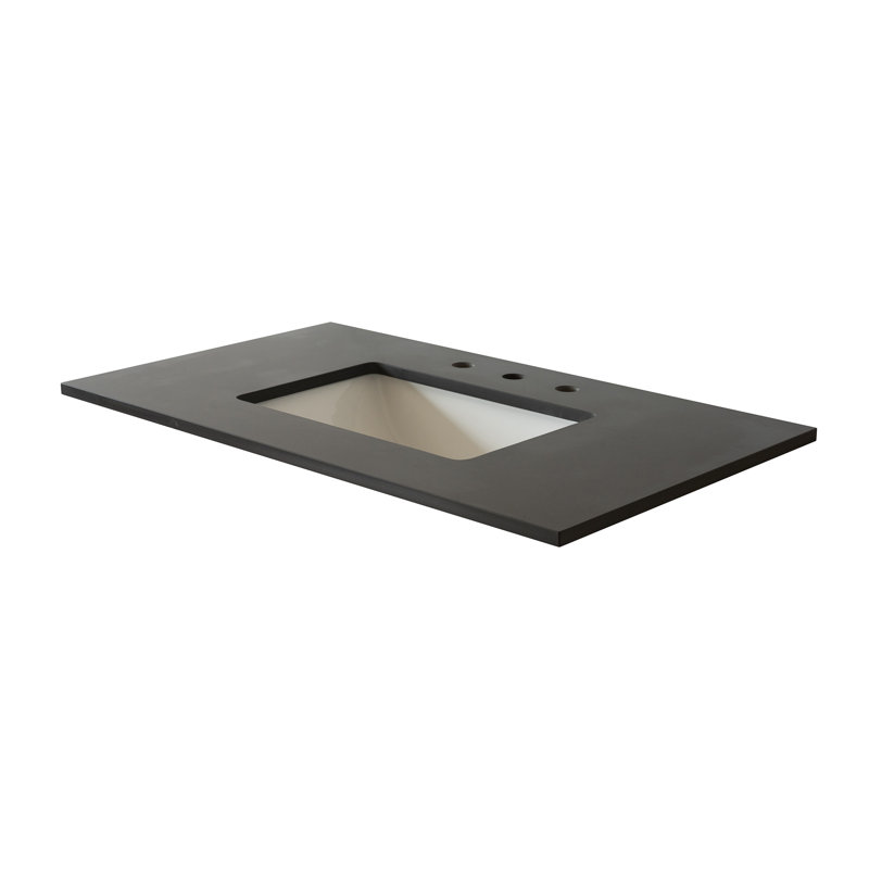 37" Gray Quartz top with rectangle sink-Right