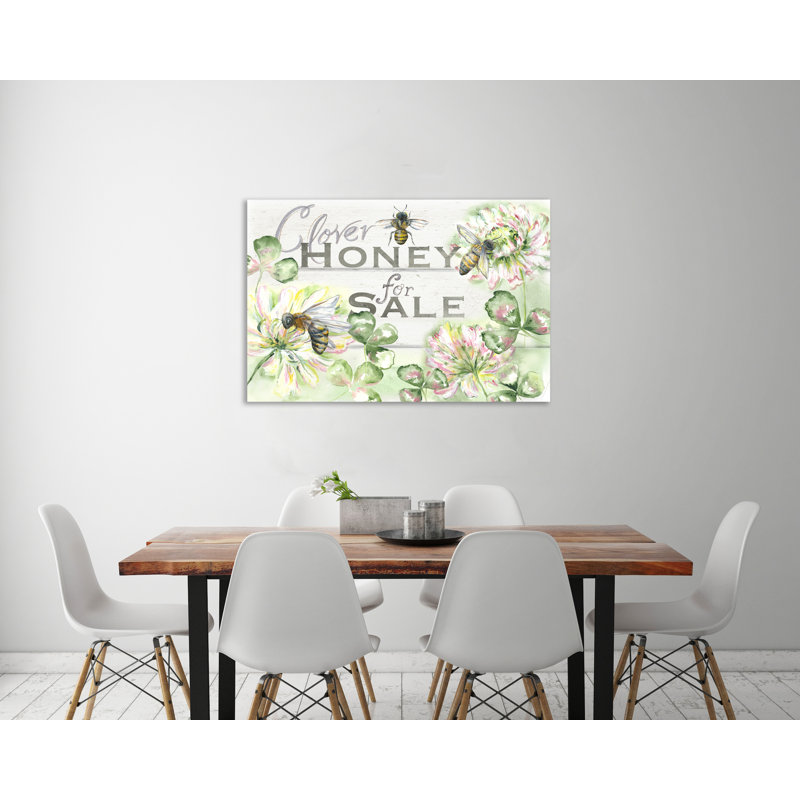 Honey Bees: Honey For Sale - Impression sur toile tendue, H 40 po x l 60 po x P 1,5 po