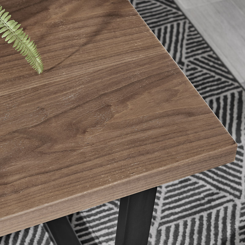 Edzard Modern Minimalist Wood Effect & Metal Dining Table Set & 4 Luxury Fabric Dining Chairs