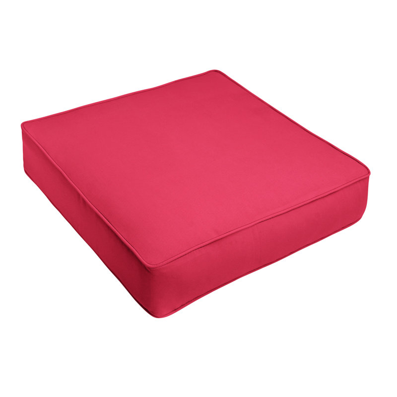 Outdoor 5'' Ottoman Cushion, Canvas Hot Pink Sunbrella® Canvas, 25" W x 25" D