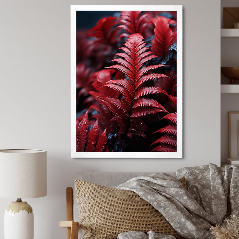 Horfield Pink Ferns Crimson Solitude sur toile, H 20 po x l 12 po x P 1 po, Cadre photo blanc