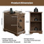 Table de bout Farmhouse avec station de charge, armoire de rangement avec porte en bois et tablette réglable, table d'appoint rustique avec ports USB et prises de courant pour le salon ou la chambre à coucher-355233426-340329985