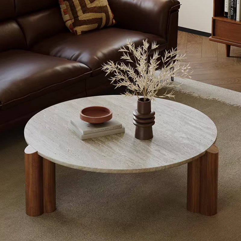 Table basse rétro au design minimaliste Wabi-Sabi, H 13,77 po x L 35,43 po x l 35,43 po