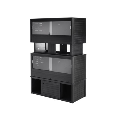 New Age Pet Ecoflex Two Large Reptile Enclosures With Matching Stacker And Cabinet Stand Set In Black