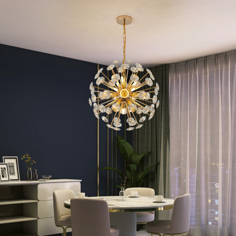 Hrithvik Modern LED Round Double-Layer Golden Crystal Chandelier, Height Adjustable