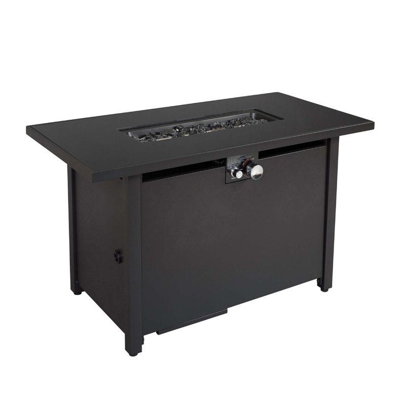 25" H x 42" W Steel Outdoor Fire Pit Table with Lid, Black